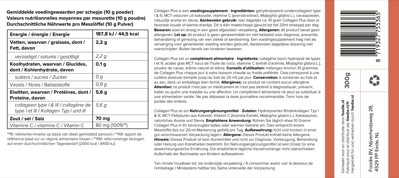 Collagen Plus achterkant label