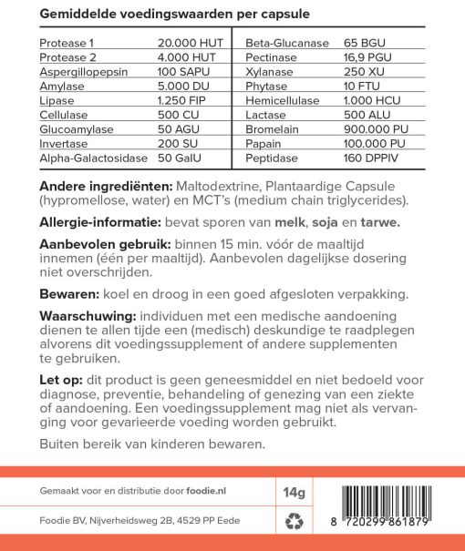 Digestive Enzymes (Full Spectrum), 30 caps - Afbeelding 2