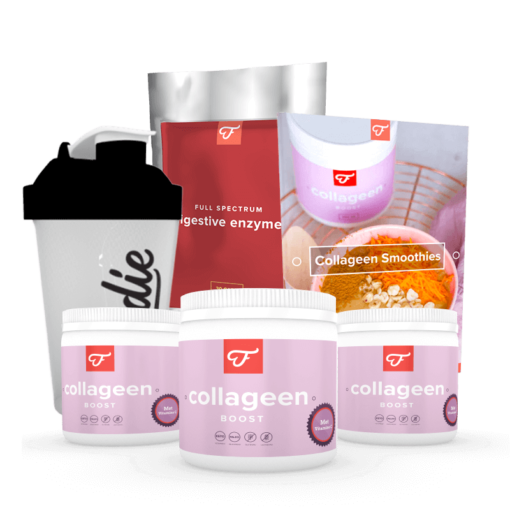 3x Collageen Boost met Hyaluronzuur, 300 gram (Collageen Loading Bundle) + 1x Digestive Enzymes